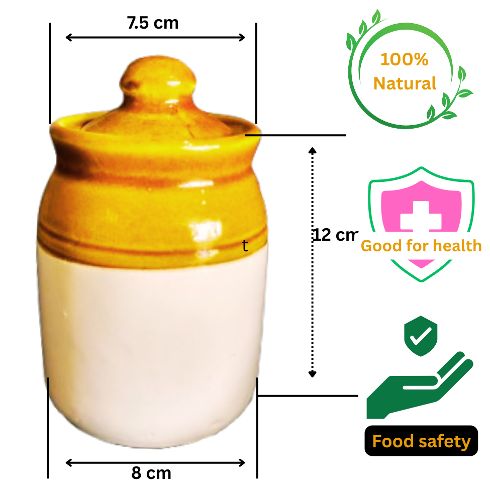 Ceramic Handmade Pickle Jar with Lid | Dining Table Pickles Containers & an Ideal Gift For Family