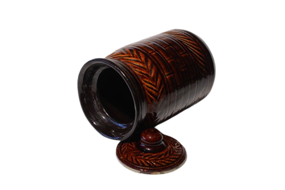 Handmade Ceramic Round Jar 1000ml Handmade Chocolate Brown Barani 
