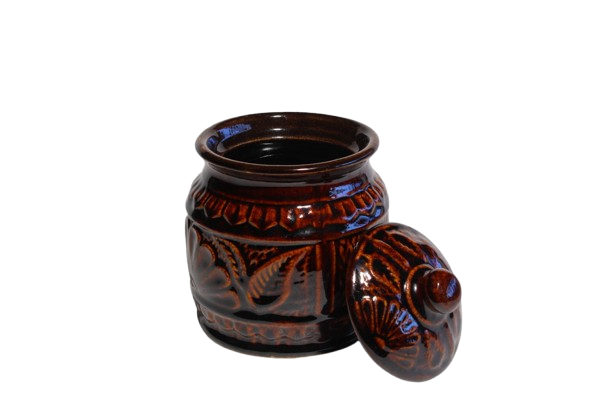  Ceramic Pickle Jar & Salt Jar (1000 ml Brown )