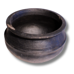 MANN VASSAM Deep Burned Clay Rice Handi / Earthen / Mud / Cooking And Serving 2.8 Liter, Uncoated, Black