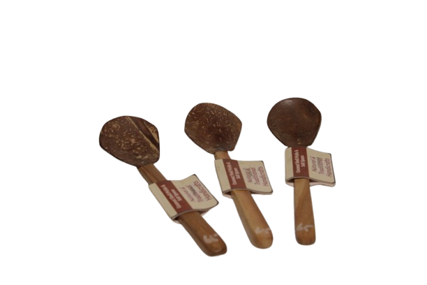   Coconut Shell Spoon Set of 3 for Small Containers | Handmade & Eco-Friendly | for Tea/ Coffee / Sugar / Spices Wooden Sugar Spoon Set  