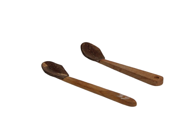   Coconut Shell Spoon Set of 3 for Small Containers | Handmade & Eco-Friendly | for Tea/ Coffee / Sugar / Spices Wooden Sugar Spoon Set  