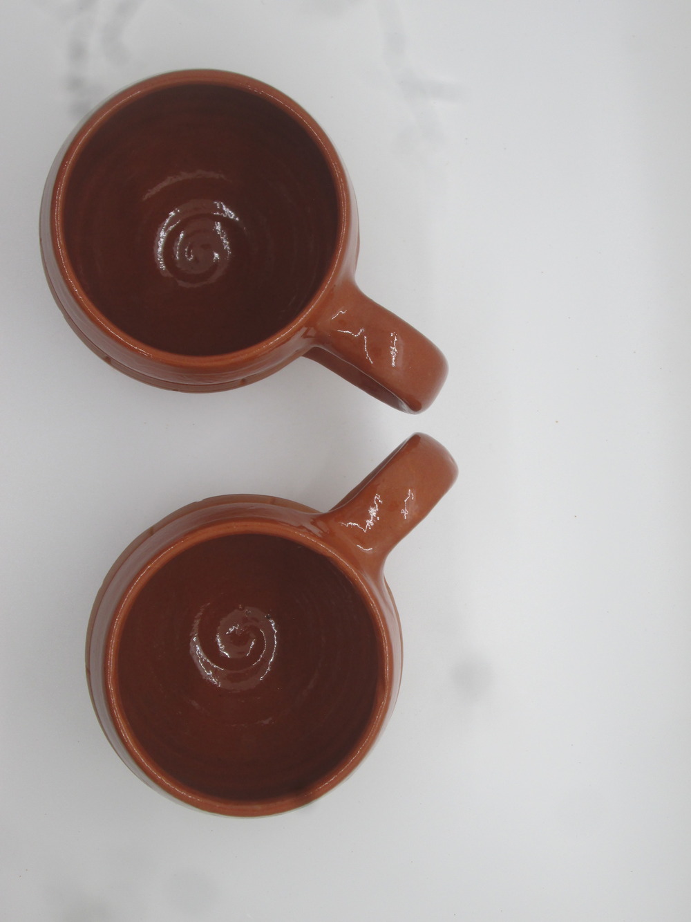 Terracotta Clay Tea Cups - Set of 2, Earthen Brown, Brick Design - 120 ml