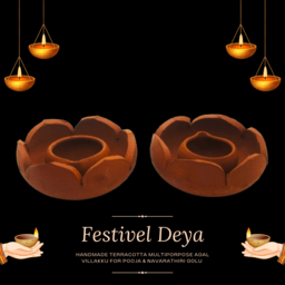 Mann Vaasam Thamarai Clay Diya for Home and Wall Decoration, Ka...