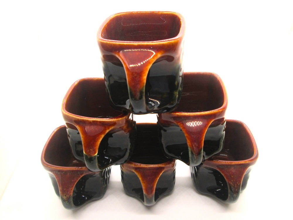 VAH Tea/Coffee/Chai Cups Square Shape Beautiful & Stylist Serving Mug Microwave Safe 120ml Set of 6(Brown)