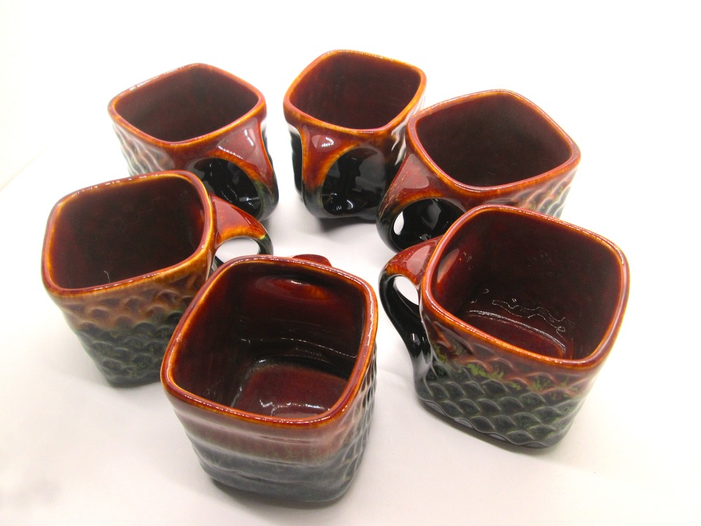 VAH Tea/Coffee/Chai Cups Square Shape Beautiful & Stylist Serving Mug Microwave Safe 120ml Set of 6(Brown)