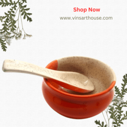 Earth-Friendly Soup Bowls with Spoons|250 ml|Made with Rice Hus...