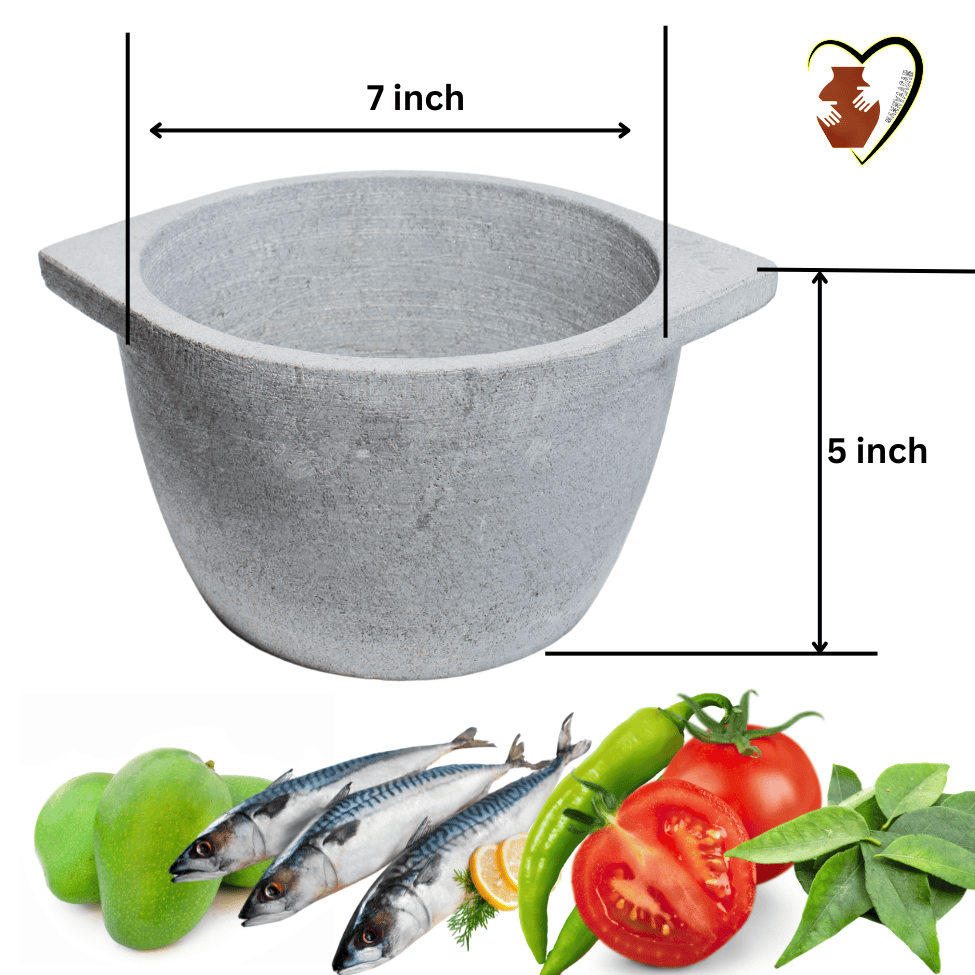MANN VASSAM Soapstone Cook wares | Kalchatti Medium  Deep Soapstone Cooking Pot - Large, Stoneware