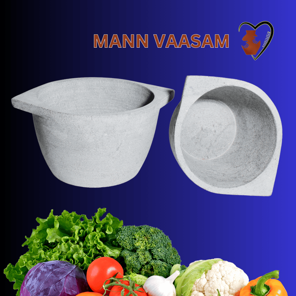 MANN VASSAM Soapstone Cook wares | Kalchatti Medium  Deep Soapstone Cooking Pot - Large, Stoneware