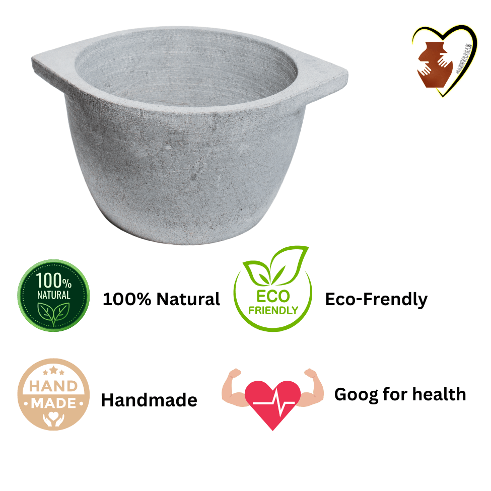 MANN VASSAM Soapstone Cook wares | Kalchatti Medium  Deep Soapstone Cooking Pot - Large, Stoneware