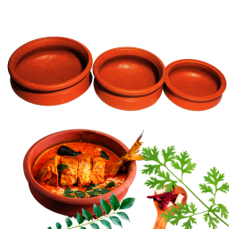 MANN VAASAM Traditional Pottery Clay Cooking Pot | Handi |MudKadai | Earthen Cookwear | Set of 3