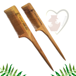 MANN VAASAM Organic Pure Neem Wood Comb, Hair Growth, Comb For Men, Women (Pin Tail Neem Comb), Brown