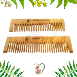 MANN VAASAM Neem wooden comb for women hair growth | Kacchi herb treated neem wood comb for men women | Wide tooth Hair comb for Men & Women