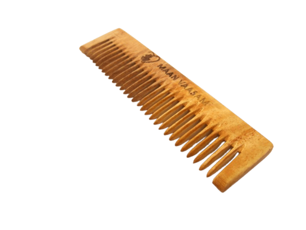 MANN VAASAM Neem wooden comb for women hair growth | Kacchi herb treated neem wood comb for men women | Wide tooth Hair comb for Men & Women