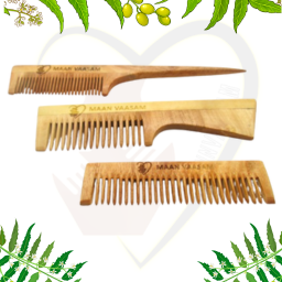 MANN VAASAM Neem Wood Comb For Hair Growth Neem Wood Comb Wide Combo Of 3 Hair Styling Comb Wooden Comb For Men And Women