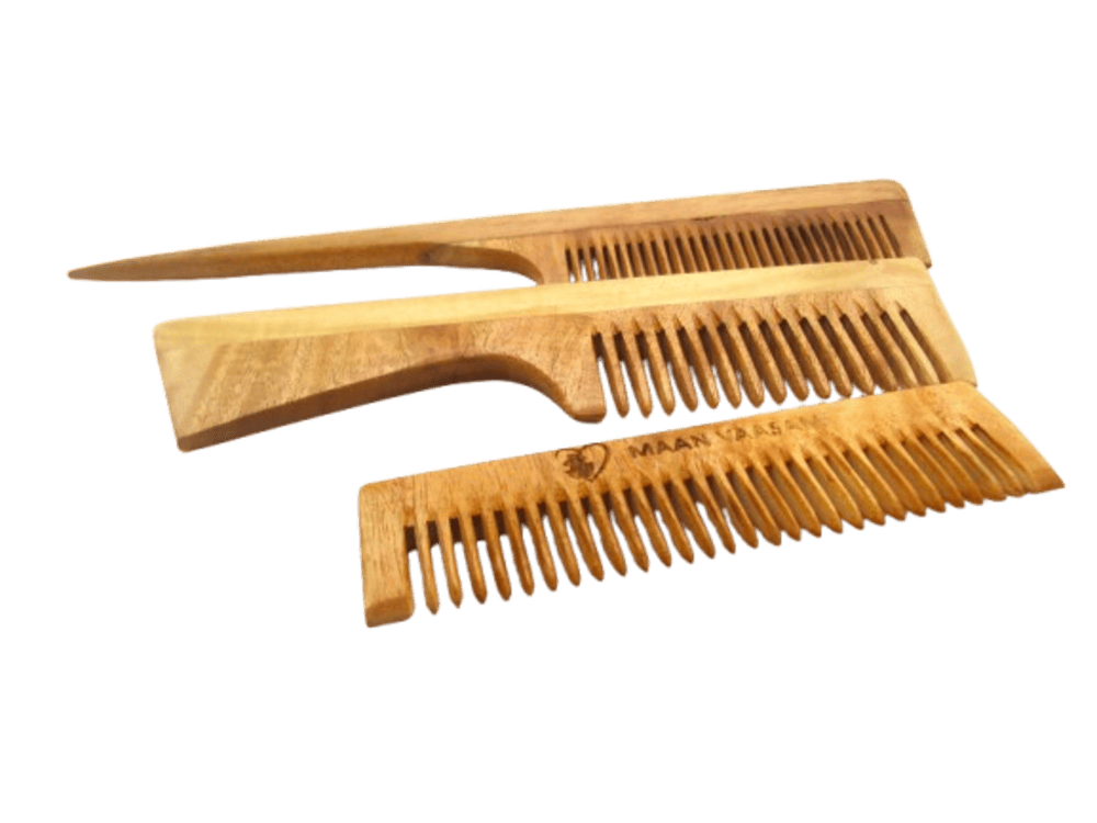 MANN VAASAM Neem Wood Comb For Hair Growth Neem Wood Comb Wide Combo Of 3 Hair Styling Comb Wooden Comb For Men And Women