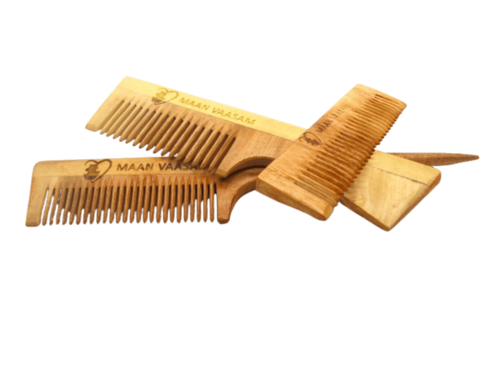 MANN VAASAM Neem Wood Comb For Hair Growth Neem Wood Comb Wide Combo Of 3 Hair Styling Comb Wooden Comb For Men And Women