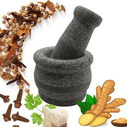 VAH Traditional Ayurvedic Natural idikkalu and Crusher Mortar(Height 3inch) and Pestle Stoneware Masher  (Pack of 1)