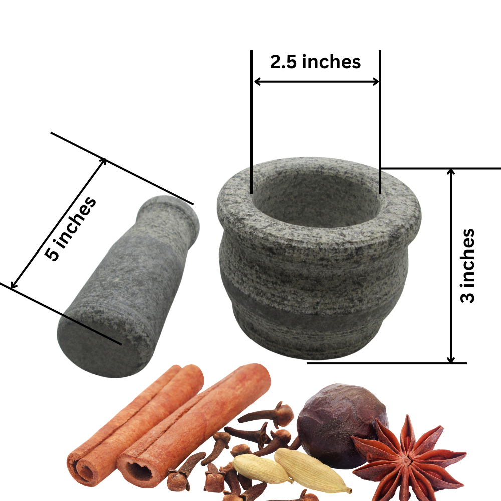 VAH Traditional Ayurvedic Natural idikkalu and Crusher Mortar(Height 3inch) and Pestle Stoneware Masher  (Pack of 1)