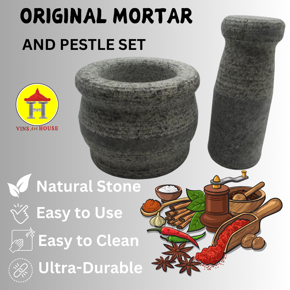 VAH Traditional Ayurvedic Natural idikkalu and Crusher Mortar(Height 3inch) and Pestle Stoneware Masher  (Pack of 1)