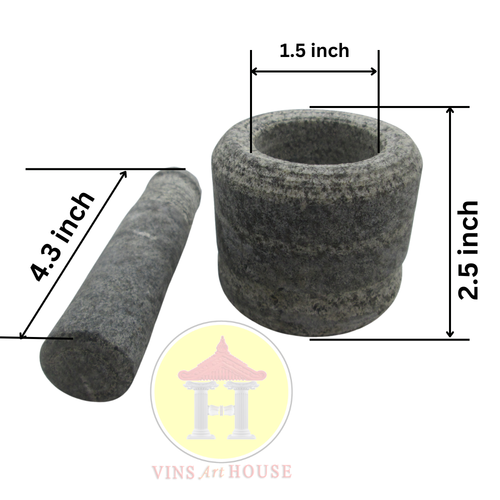Mann VAASAM Traditional Ayurvedic Natural idikkalu and Crusher Mortar(Height 2.5inch) and Pestle Stoneware Masher  (Pack of 1)