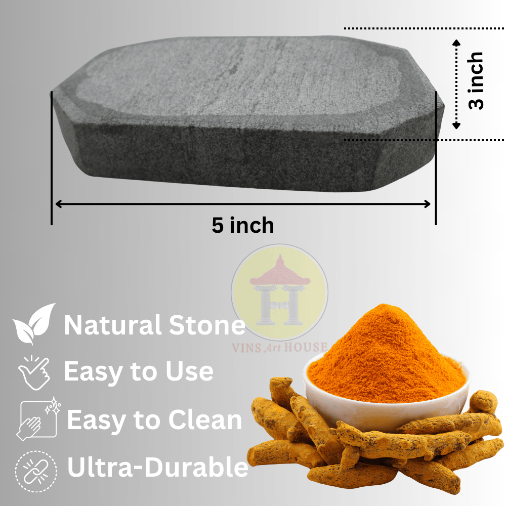  VINS Art HOUSE Turmeric and Sandal Wood Rubbing Stone Octagon Shape  5inch x 3inch  