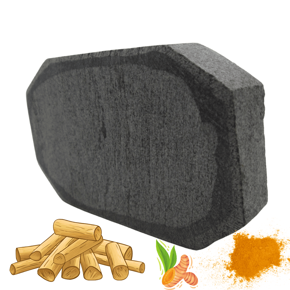  VINS Art HOUSE Turmeric and Sandal Wood Rubbing Stone Octagon Shape  5inch x 3inch  