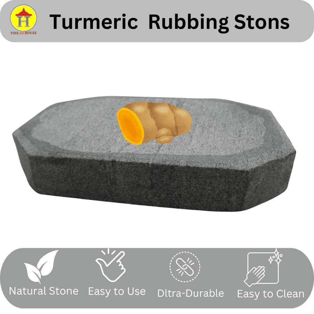  VINS Art HOUSE Turmeric and Sandal Wood Rubbing Stone Octagon Shape  5inch x 3inch  