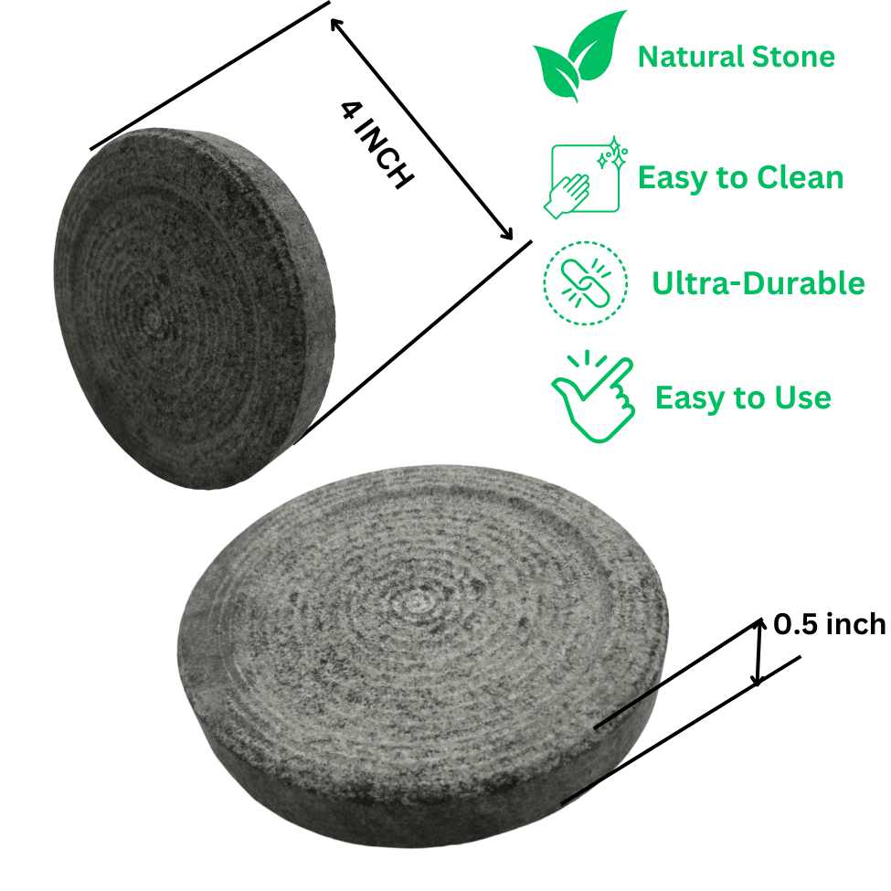 VAH Turmeric Haldi Grinding Mortar Stone Small size (4 x 4 x 0.5 inch)