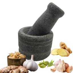 VAH Stone Mortar and Pestle Set/Kalvam/Okhli Masher/Khalbatta Stone/Natural & Traditional Grinder/Musal for Grinding Spices and Herbs (4 inches)