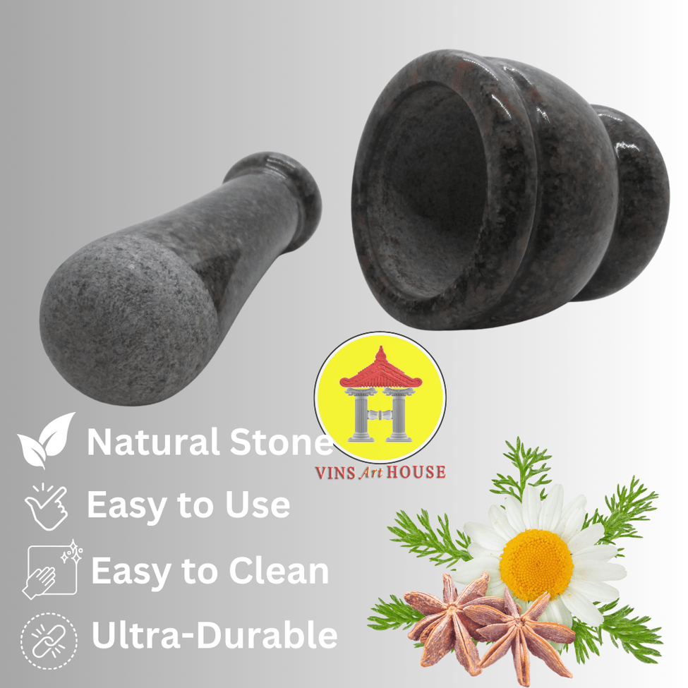 VAH Gray Granite Imam Dasta Spice Grinder Granite Masher 